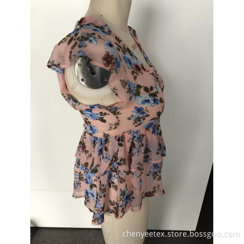 V-neck floral waist jacket